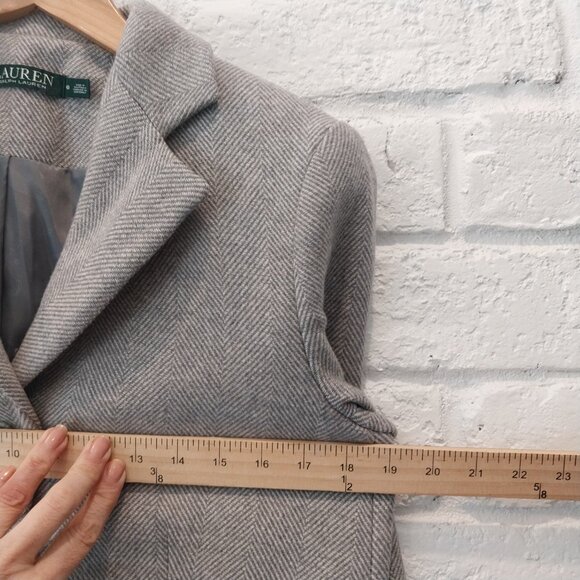 Lauren Ralph Lauren Coat Womens 6 M Gray Herringbone Tweed Wool Blend Jacket - Picture 9 of 12